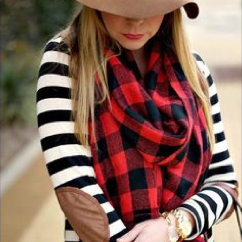 Red + Black Check Scarf